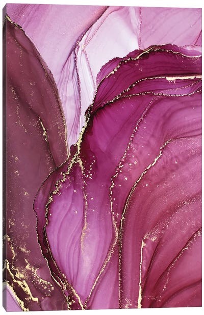 Pink Flower Canvas Art Print - Gold & Pink Art