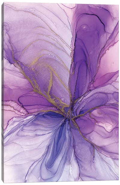 Purple Flower Canvas Art Print - Alcohol Ink Art
