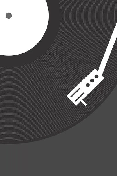 Black & White Pop Culture Art: Vinyl Record by The Old Art Studio
