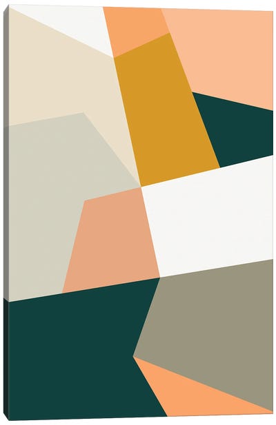 Abstract Geometric XXVII Green Canvas Art Print - '70s Aesthetic
