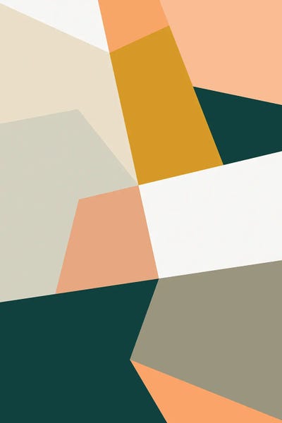'70s Aesthetic: Abstract Geometric XXVII Green by The Old Art Studio