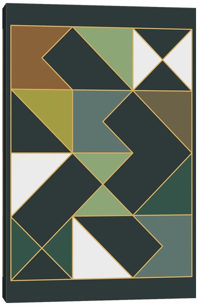 Deco Geometric II Canvas Art Print - Green with Envy