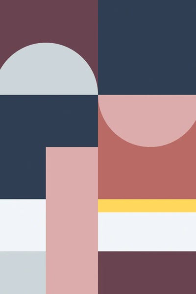 Abstract Geometric V by The Old Art Studio framed canvas print