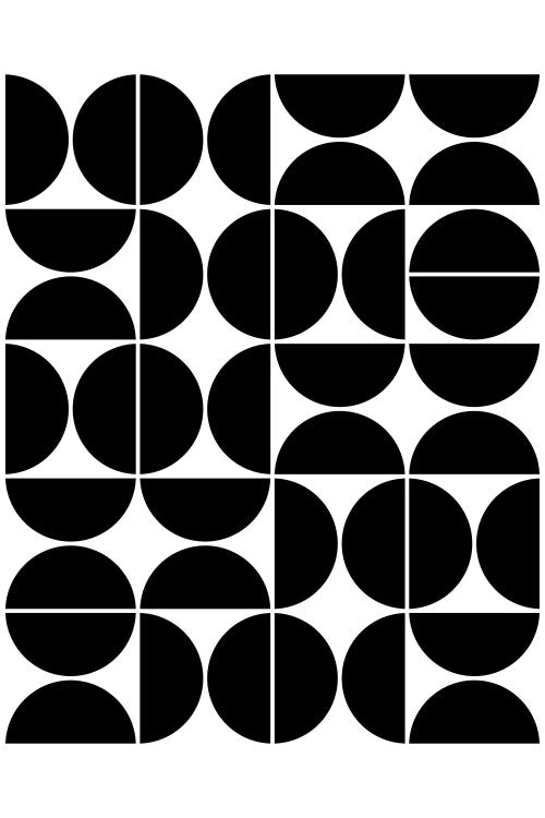 Mid Century Modern Geometric IV Black