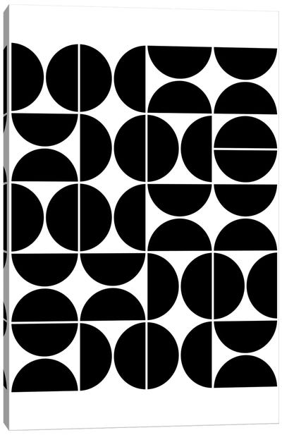 Mid Century Modern Geometric IV Black Canvas Art Print - Circular Abstract Art