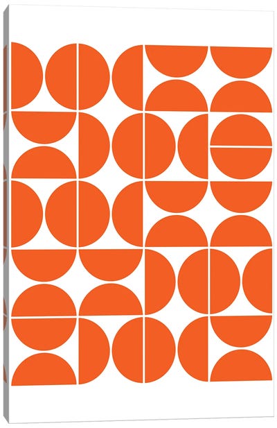 Mid Century Modern Geometric IV Orange Canvas Art Print - Circular Abstract Art