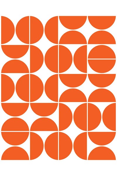 Circular Abstract: Mid Century Modern Geometric IV Orange by The Old Art Studio