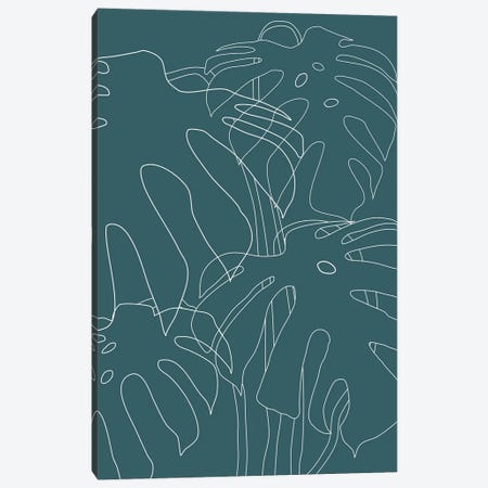 Monstera No2 Teal Canvas Print #OAS96} by The Old Art Studio Canvas Artwork