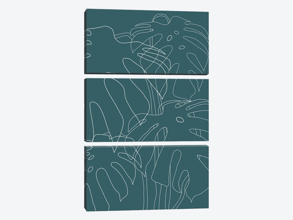 Monstera No2 Teal by The Old Art Studio 3-piece Canvas Art