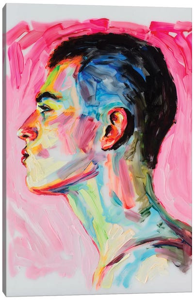 The Profile On A Pink Background Canvas Art Print - Oleksandr Balbyshev