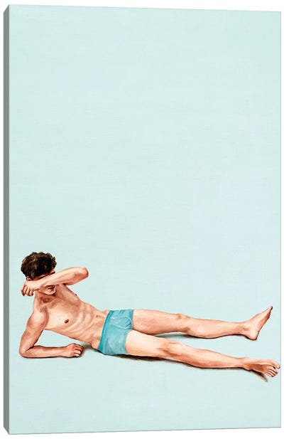 Blue Beach Canvas Art Print - Men's Fashion Art