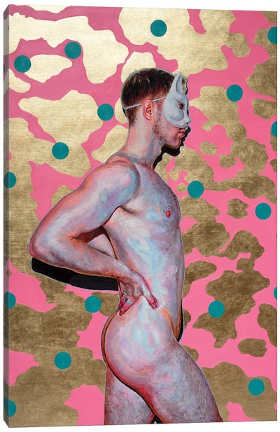Cat Boy Canvas Art Print - Male Nude Art