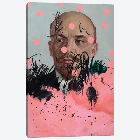Lenin With Pink Circles Canvas Print #OBA133} by Oleksandr Balbyshev Canvas Print