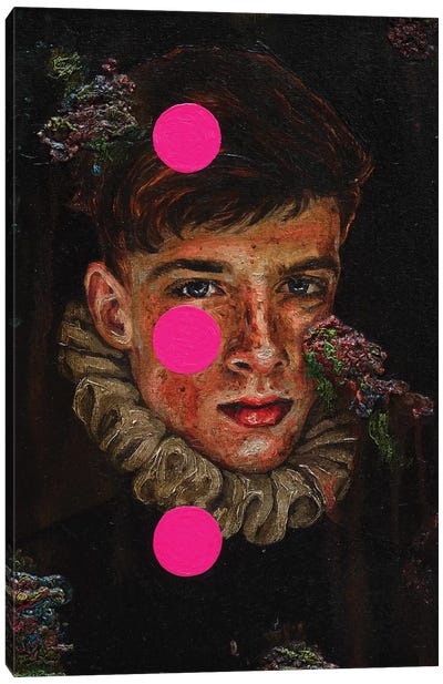 Portrait Of A Young Man With Pink Circles Canvas Art Print - Oleksandr Balbyshev