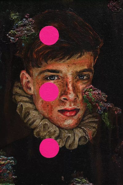 Polka Dot: Portrait Of A Young Man With Pink Circles by Oleksandr Balbyshev