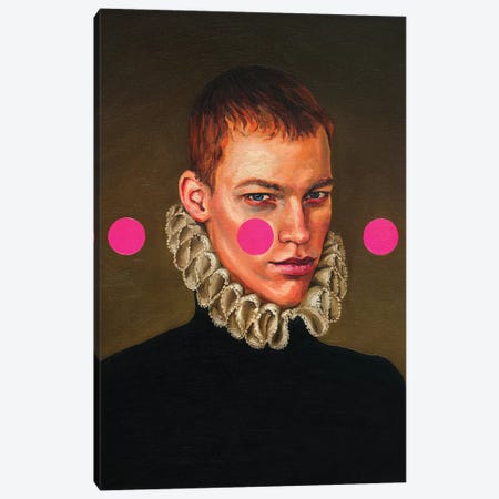 Portrait Of A Young Man With Three Pink Circles Canvas Print #OBA141} by Oleksandr Balbyshev Canvas Art