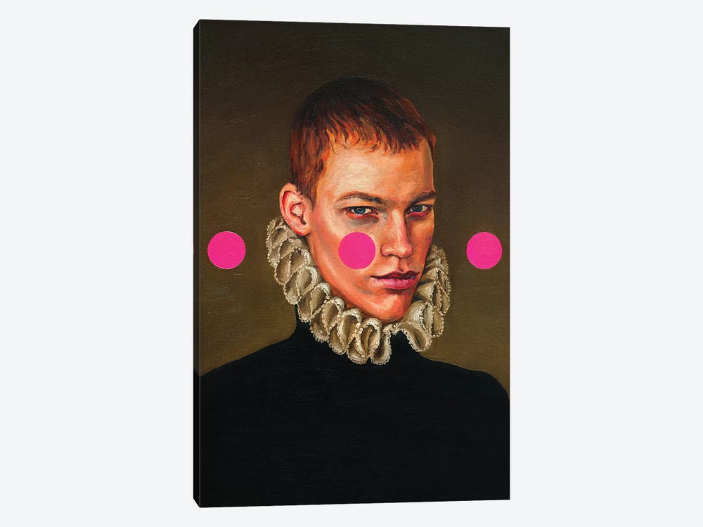 Portrait Of A Young Man With Three Pink Circles by Oleksandr Balbyshev 1-piece Canvas Art Print