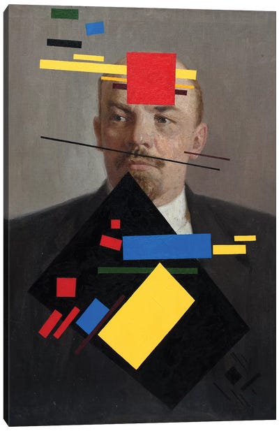 Suprematist Lenin Canvas Art Print - Satirical Humor Art