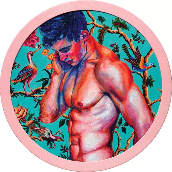 Male Nudes: Blue-Haired Boy With Birds by Oleksandr Balbyshev