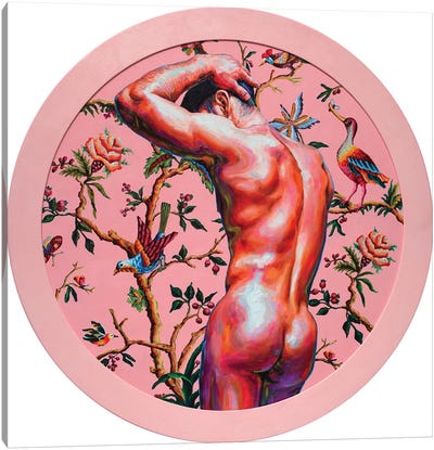 Nude On The Pink Background Canvas Art Print - Oleksandr Balbyshev
