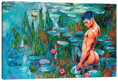 Let's Swim Naked! Canvas Art Print - Water Lilies Collection