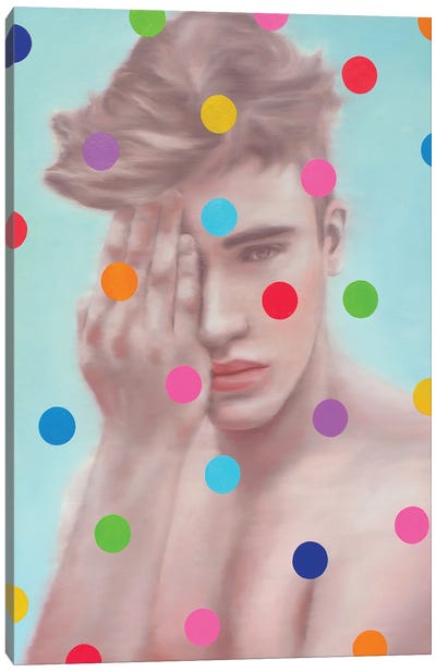 Retro Boy With Circles Canvas Art Print - Life in Technicolor