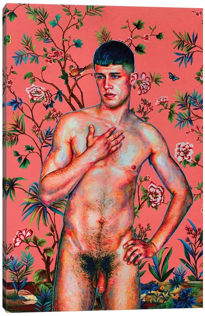 I Swear It Wasn't Me Canvas Art Print - Male Nude Art