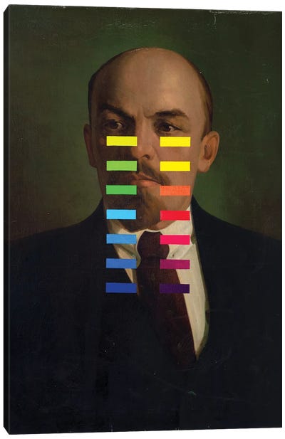 Calibrating Lenin Canvas Art Print - Satirical Humor Art