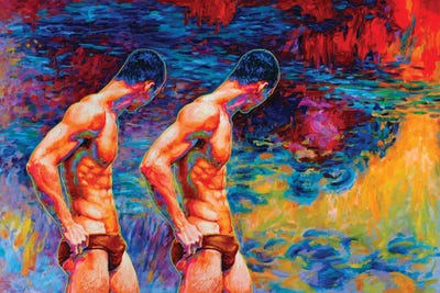 Mysterious Vision At The Evening Pond (Left Panel) by Oleksandr Balbyshev acrylic art print