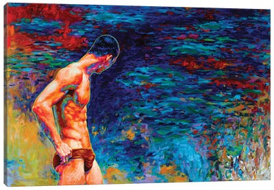 Mysterious Vision At The Evening Pond (Right Panel) Canvas Art Print - Oleksandr Balbyshev