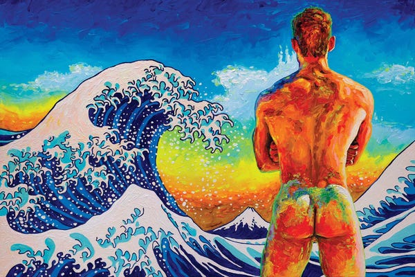 Life Imitates Art: Bather With The Great Wave by Oleksandr Balbyshev