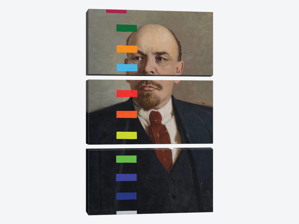 Lenin With A Color Test № II by Oleksandr Balbyshev 3-piece Canvas Wall Art