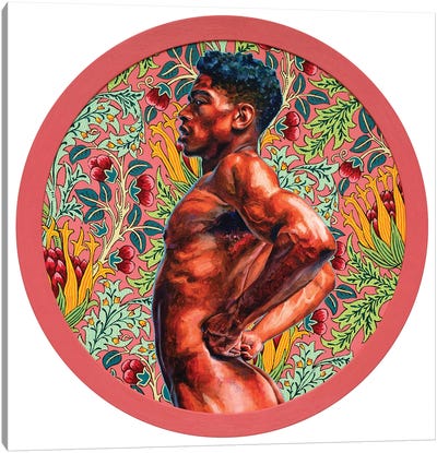 A Guy on the Pink Artichoke Background Canvas Art Print - Similar to Kehinde Wiley