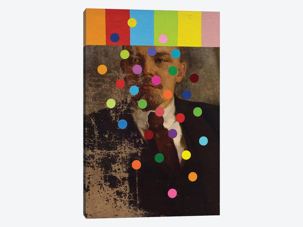 Lenin With Color Bars And Circles by Oleksandr Balbyshev 1-piece Art Print
