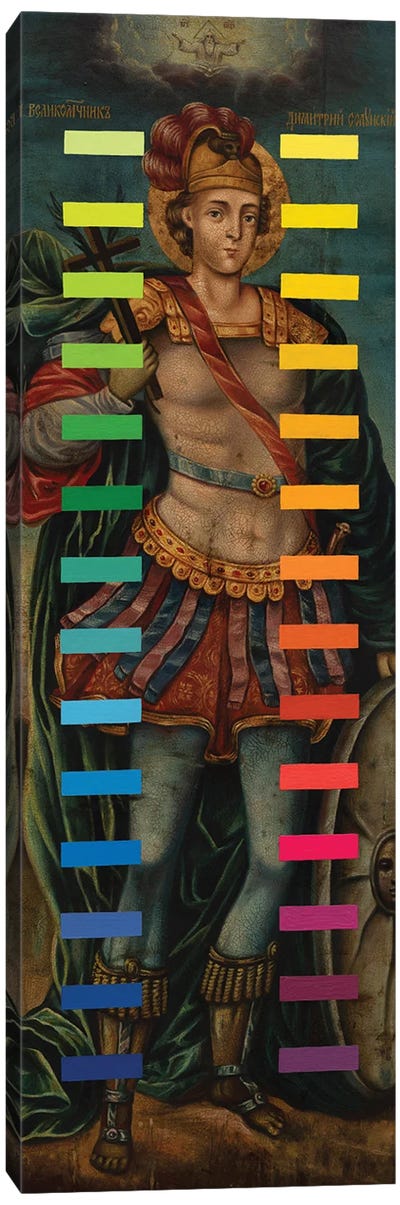 Saint Demetrius With Color Bars Canvas Art Print - Oleksandr Balbyshev