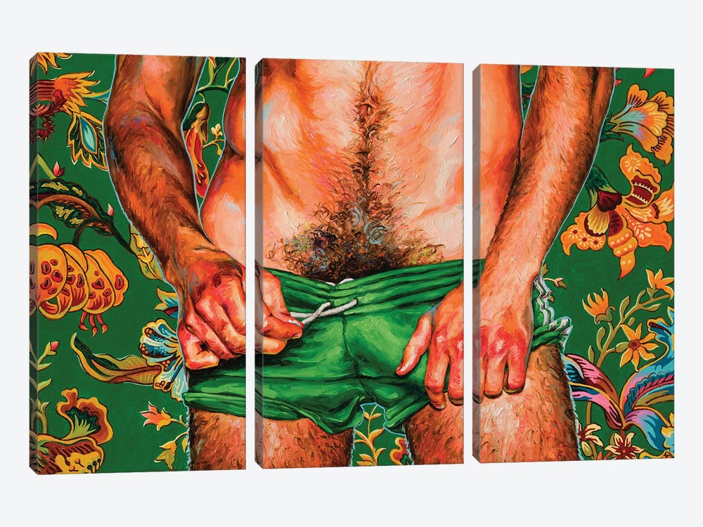 Green Shorts by Oleksandr Balbyshev 3-piece Canvas Artwork