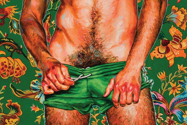 Bathroom Nudes: Green Shorts by Oleksandr Balbyshev