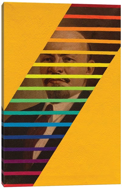 Lenin Behind The Grille Canvas Art Print - Stripe Patterns