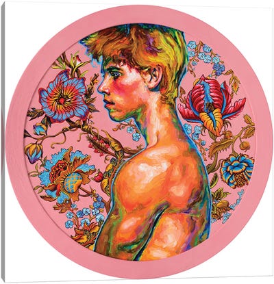 Flowers On Pink Canvas Art Print - Oleksandr Balbyshev