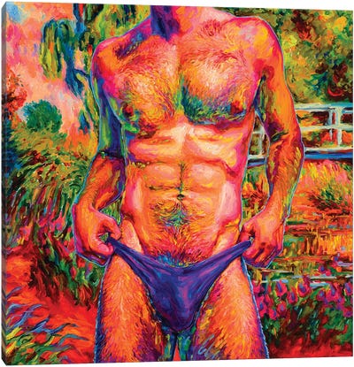 Bather With Water Irises Canvas Art Print - Oleksandr Balbyshev