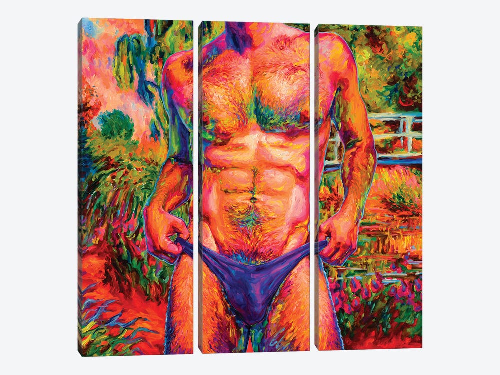 Bather With Water Irises by Oleksandr Balbyshev 3-piece Canvas Print