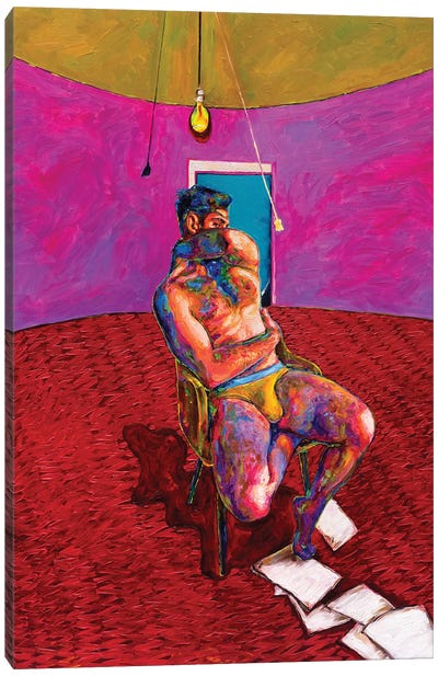 Portrait Of An Unknown Man Keeping The Silence Canvas Art Print - Oleksandr Balbyshev