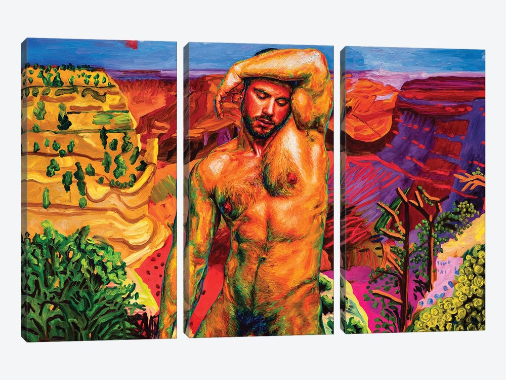 Nude In The Grand Canyon by Oleksandr Balbyshev 3-piece Canvas Art Print