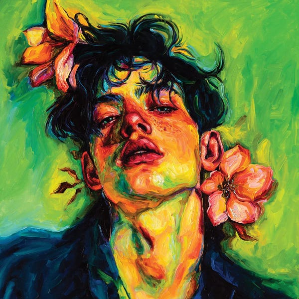 LGBTQ+ Artists: Green Portrait by Oleksandr Balbyshev