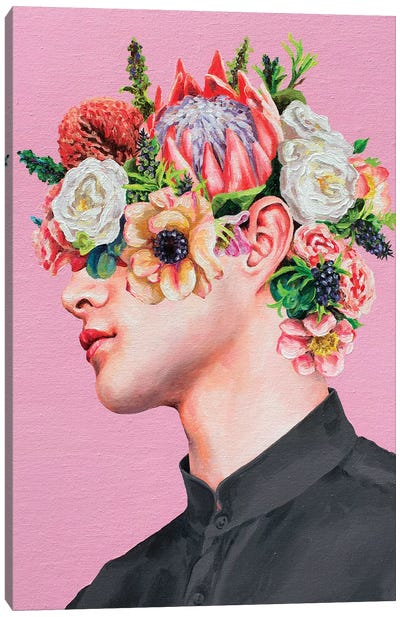 Flower Face II Canvas Art Print - Tan Art