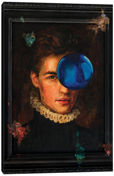 Gothic Portrait With A Blue Ball Canvas Art Print - Color Palettes