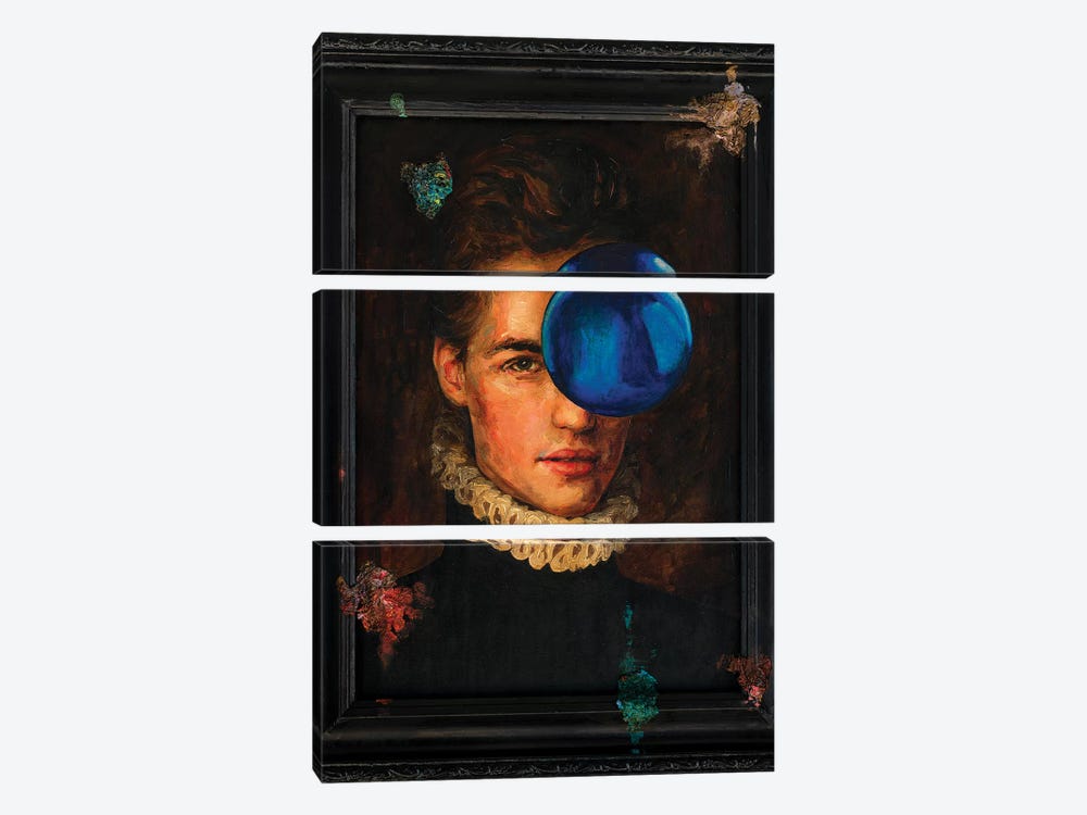 Gothic Portrait With A Blue Ball by Oleksandr Balbyshev 3-piece Canvas Print