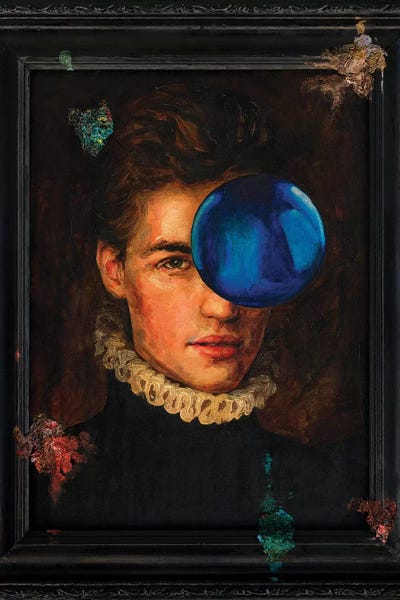 Prints Charming: Gothic Portrait With A Blue Ball by Oleksandr Balbyshev