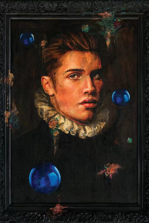 Gothic Portrait With Three Blue Balls