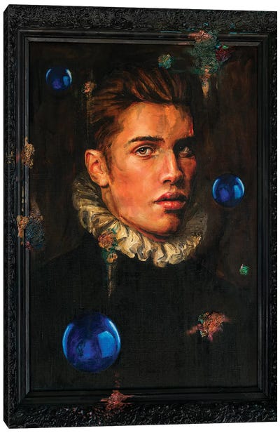 Gothic Portrait With Three Blue Balls Canvas Art Print - Prints Charming